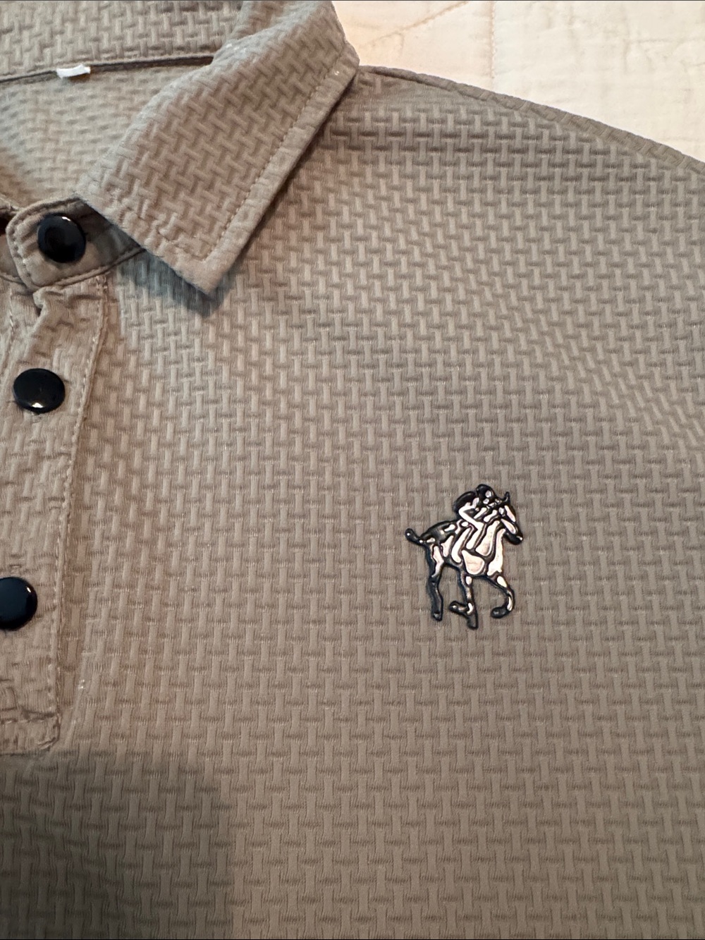 Men's Tan Polo Shirt with Embroidered Logo - Picture 3 of 7